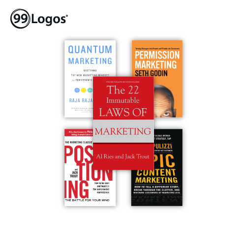 Top 5, books, designers, must-read, 99logos, The 22 Immutable Laws of Marketing, Epic Content Marketing, Permission Marketing, Quantum Marketing, Positioning